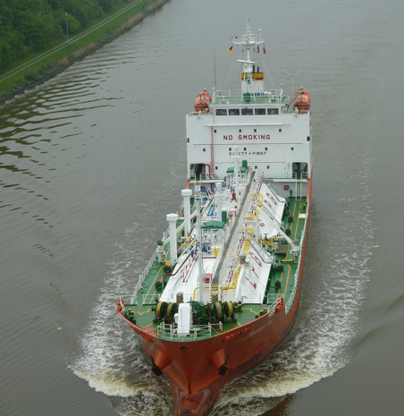 Red tanker ship